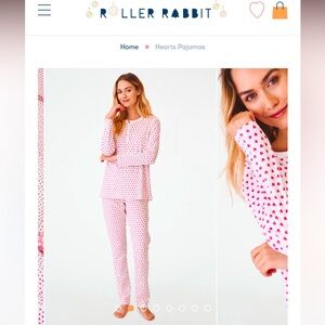 Roller rabbit pink heart pajamas women’s